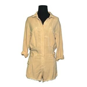 YFB River Camel Pigment Linen Romper size XS